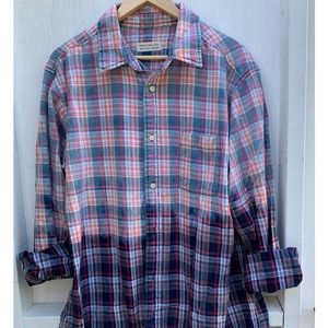 Handmade Bleached flannel shirt with decal on back